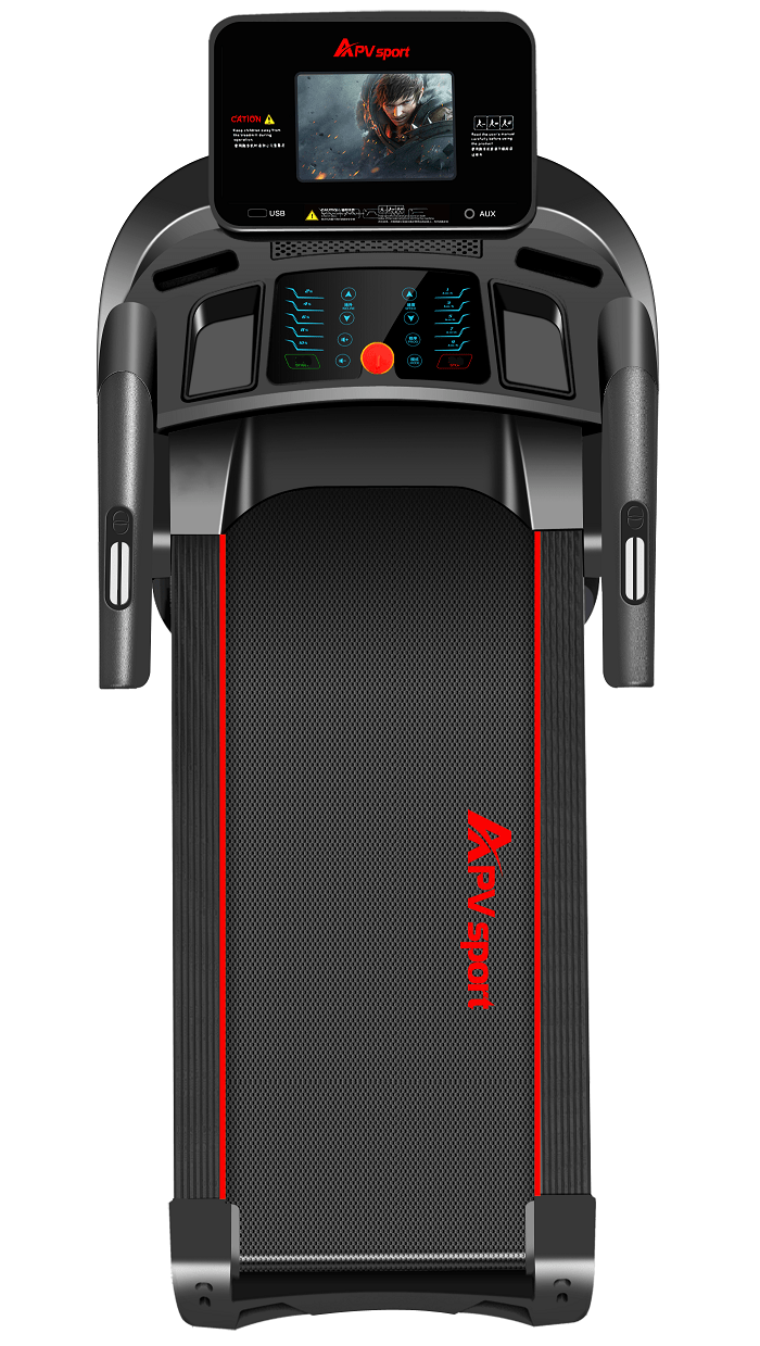 APVsport Bieżnia elektryczna do biegania i chodzenia APV6000, ekran TFT ANDROID 10.1 cala, dodatkowe wyposażenie PROMOCJA! - masażer, hantle, brzuszki, mata, pas biegowy 135x48cm